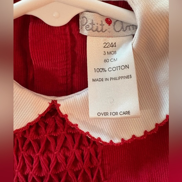Petit Ami red smocked red dress size 3 months - Picture 3 of 3